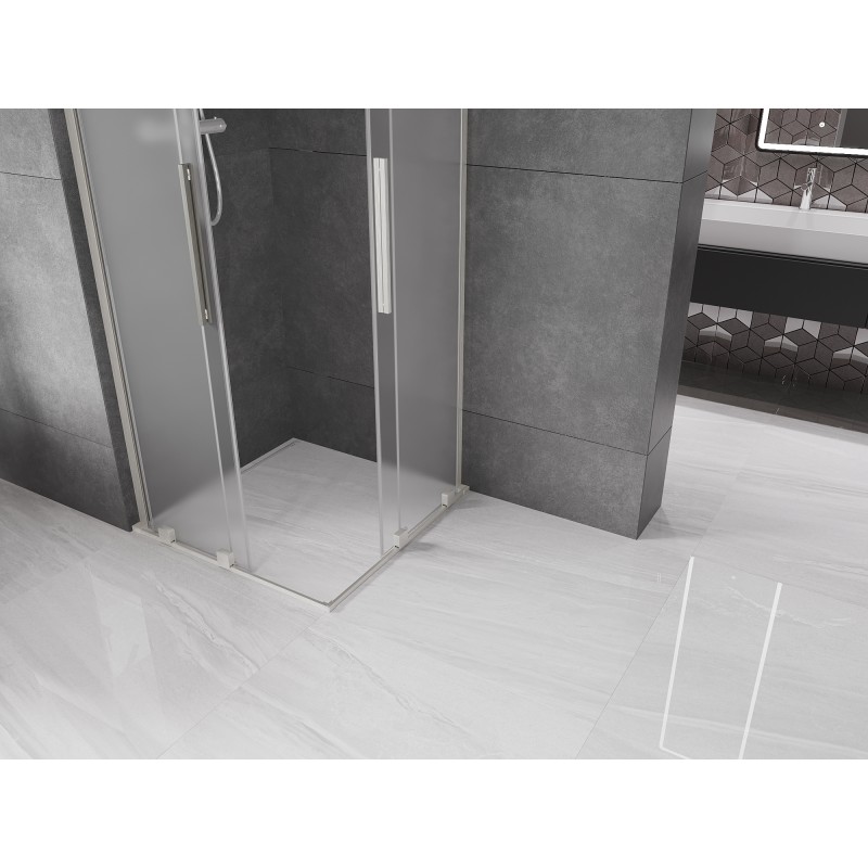 Mexen Velar L Duo stumdomoji dušo kabina 90 x 90 cm, matinė, šlifuotas nikelis - 871-090-090-02-33-97