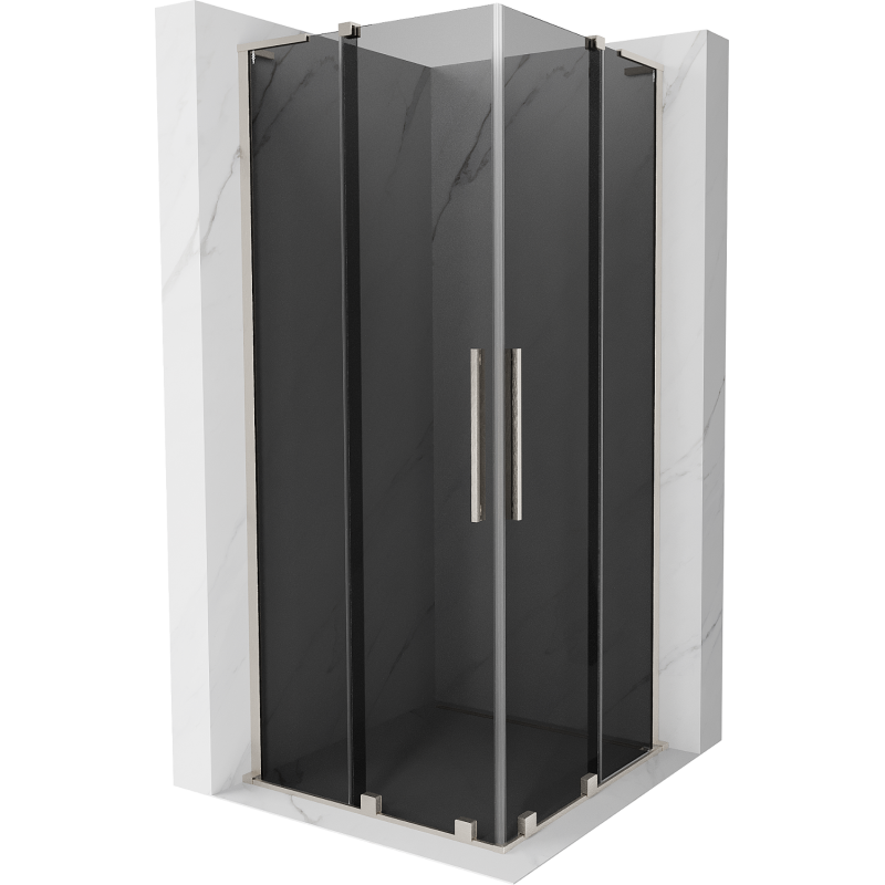 Mexen Velar L Duo stumdomo dušo kabina 80 x 80 cm, grafitas, šlifuotas nikeliu - 871-080-080-02-43-97