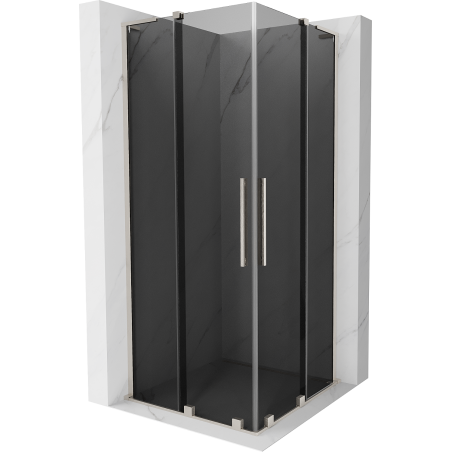 Mexen Velar L Duo stumdomo dušo kabina 80 x 80 cm, grafitas, šlifuotas nikeliu - 871-080-080-02-43-97