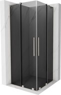 Mexen Velar L Duo stumdomas dušo kabina 80 x 80 cm, grafitas, šlifuotas nikelis - 871-080-080-02-43-97