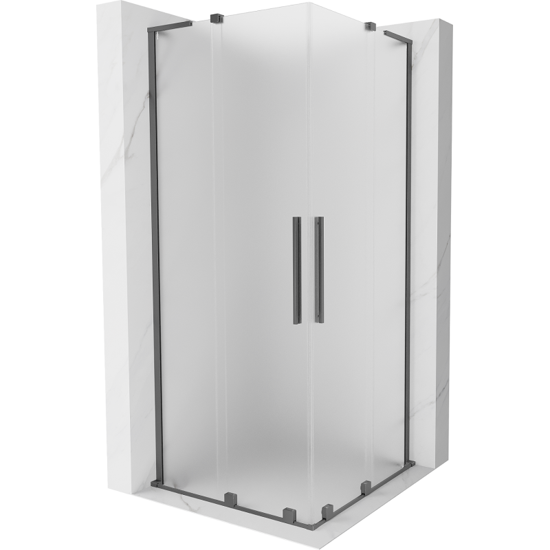 Mexen Velar L Duo slankiojančioji dušo kabina 100 x 100 cm, matinė, ginklų metalas - 871-100-100-02-33-95