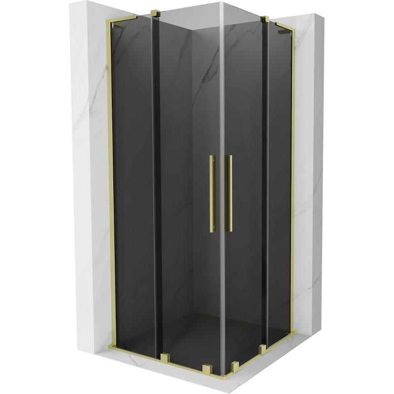 Mexen Velar L Duo stumdomos dušo kabina 80 x 80 cm, grafitas, šlifuotas auksas - 871-080-080-02-43-55