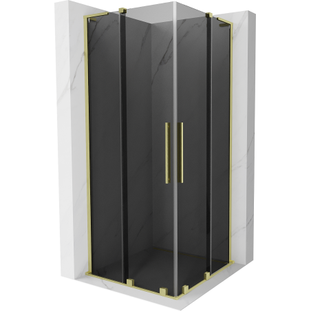 Mexen Velar L Duo stumdomos dušo kabina 80 x 80 cm, grafitas, šlifuotas auksas - 871-080-080-02-43-55