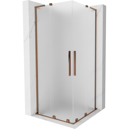 Mexen Velar L Duo stumdomas dušo kabinas 80 x 80 cm, matinė, rožinis auksas - 871-080-080-02-33-60