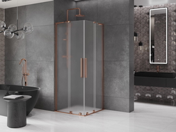 Mexen Velar L Duo stumdomų durų dušo kabina 90 x 90 cm, matinė, rožinis auksas - 871-090-090-02-33-60