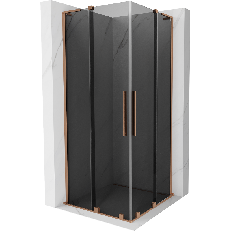 Mexen Velar L Duo stumdomas dušo kabinas 80 x 80 cm, grafitas, šlifuotas varis - 871-080-080-02-43-65