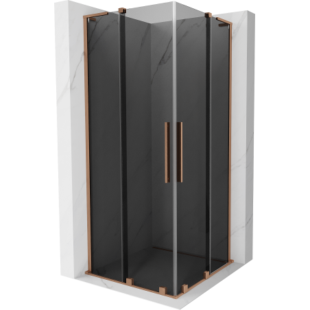 Mexen Velar L Duo stumdomas dušo kabinas 90 x 90 cm, grafitas, šlifuotas varis - 871-090-090-02-43-65