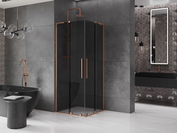Mexen Velar L Duo stumdomoji dušo kabina 100 x 100 cm, grafitas, šlifuotas varis - 871-100-100-02-43-65