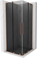 Mexen Velar L Duo slankiojančių dušo kabina 100 x 100 cm, grafitinis, šlifuotas varis - 871-100-100-02-43-65