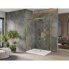 Mexen Omega stiklinė dušo kabina 110 x 80 cm, skaidri, auksinė + Flat padėklas - 825-110-080-50-00-4010
