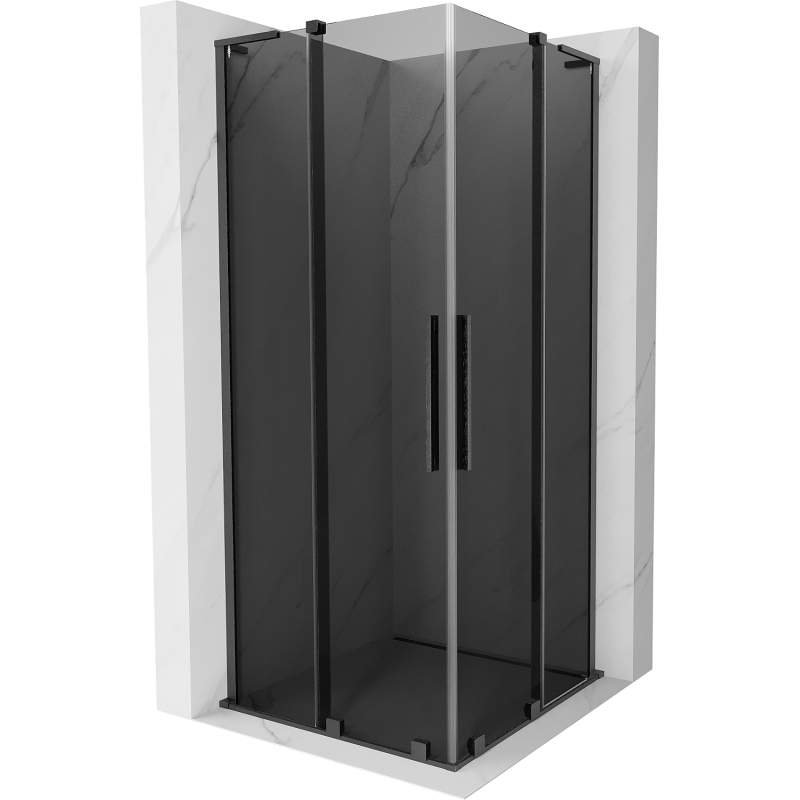 Mexen Velar L Duo stumdomas dušo kabinas 90 x 90 cm, grafitas, gun gray šlifuotas - 871-090-090-02-43-66