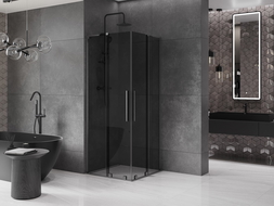 Mexen Velar L Duo stumdomas dušo kabinas 90 x 90 cm, grafitas, gun gray šlifuotas - 871-090-090-02-43-66