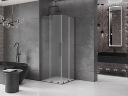 Mexen Velar L Duo slankioji dušo kabina 90 x 90 cm, matinė, gun gray šlifuota - 871-090-090-02-33-66