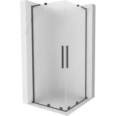Mexen Velar L Duo slankiojančios dušo kabina 100 x 100 cm, matinė, šlifuota ginklo pilka - 871-100-100-02-33-66