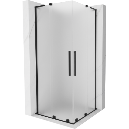 Mexen Velar L Duo stumdomas dušo kabinas 80 x 80 cm, matinė, juoda - 871-080-080-02-33-70
