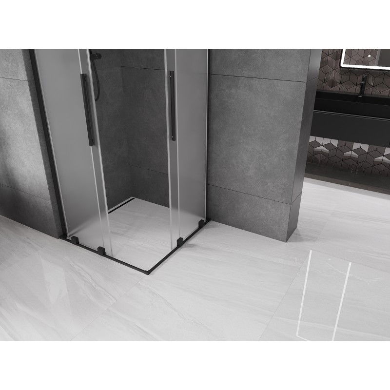 Mexen Velar L Duo stumdomas dušo kabina 100 x 100 cm, matinė, juoda - 871-100-100-02-33-70