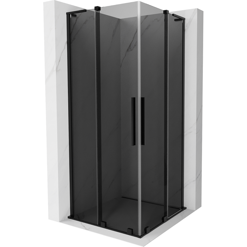 Mexen Velar L Duo stumdomas dušo kabina 90 x 90 cm, grafitas, juoda - 871-090-090-02-43-70