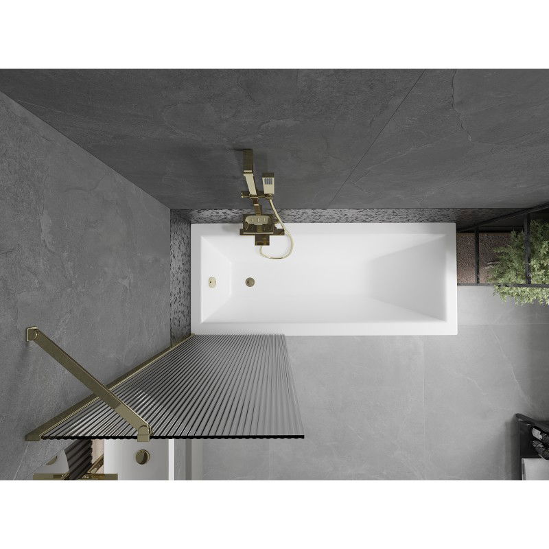 Mexen Next vonios pertvara, 1-durų 60 x 150 cm, dryžiai, auksinė - 895-060-000-00-09-50