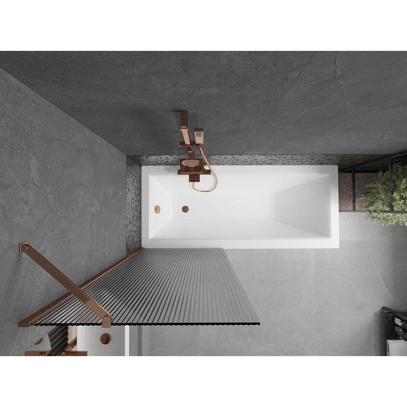 Mexen Next vonios ekranas 1-durų 70 x 150 cm, dryžuotas, rožinis auksas - 895-070-000-00-09-60