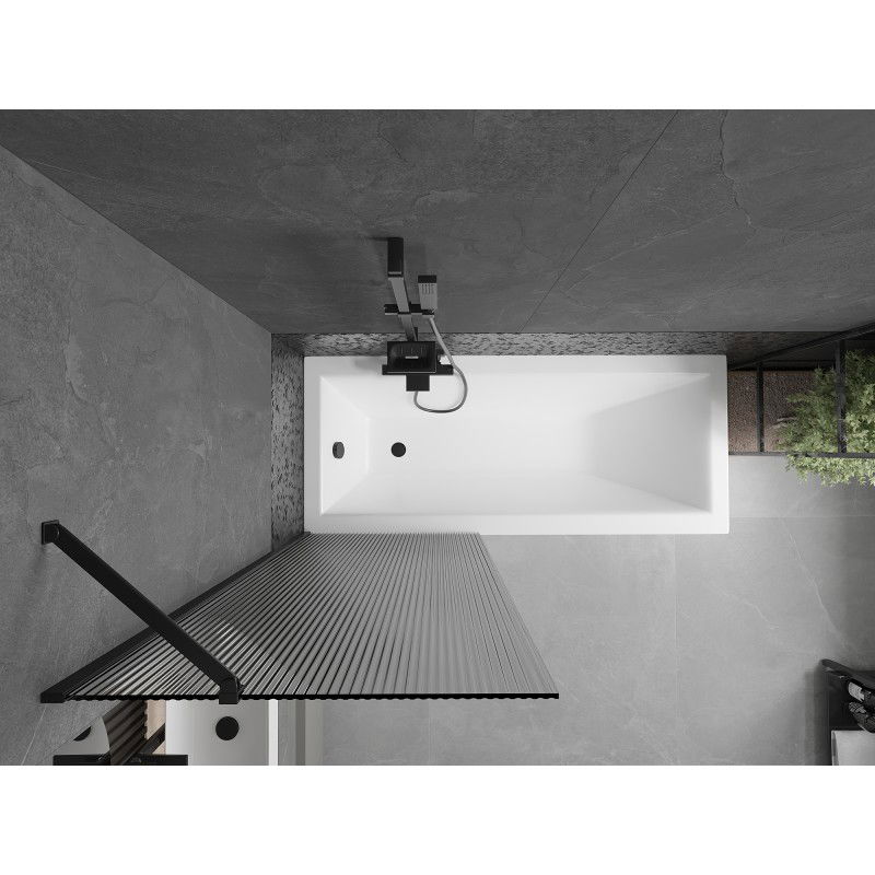 Mexen Next vonios ekrano pertvara 1-sparnas 70 x 150 cm, dryžuotas, juodas - 895-070-000-00-09-70