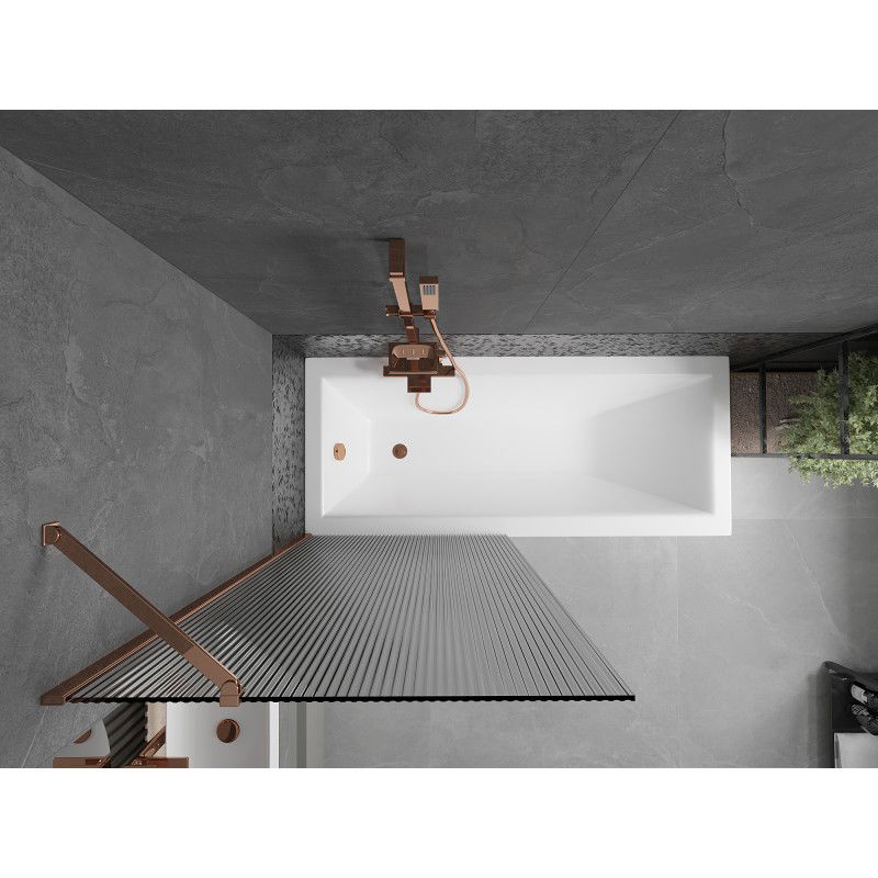 Mexen Next vonios ekranas 1-duris 80 x 150 cm, dryžuotas, rožinis auksas - 895-080-000-00-09-60