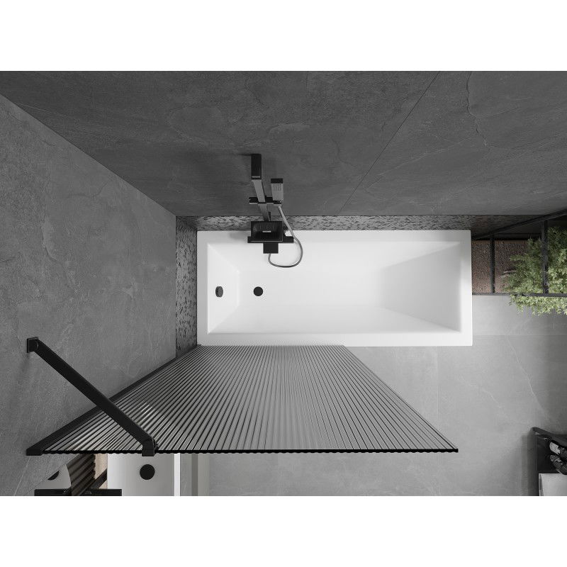 Mexen Next 1-durų vonios sienelė 90 x 150 cm, juostelėmis, juoda - 895-090-000-00-09-70