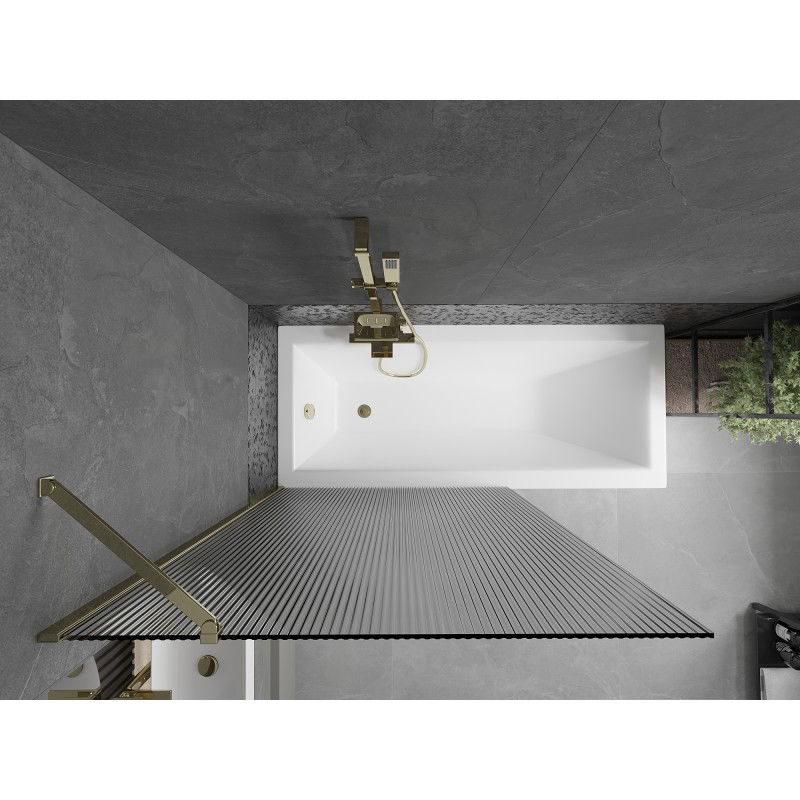 Mexen Next vonios apdangalas 1-duris 100 x 150 cm, dryžuotas, auksinis - 895-100-000-00-09-50