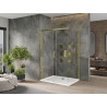 Mexen Omega 120 x 100 cm stumdomas dušo kabinas, skaidrus, auksinis + lėkštės plokščiasis - 825-120-100-50-00-4010