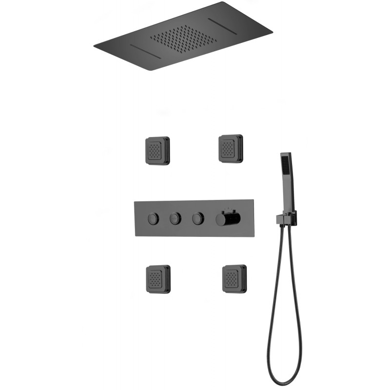 Mexen Soler požeminis dušo komplektas, juodas - 7601-04-70
