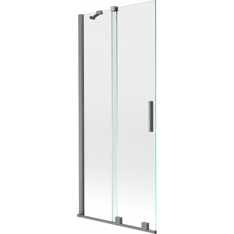 Mexen Velar vonios sienelė 2-dalių slankiojanti 85 x 150 cm, skaidri, juodi metaliniai profiliai - 896-085-000-01-95