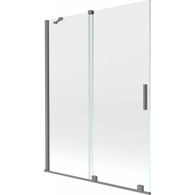 Mexen Velar 2-dalių slankiojantis vonios ekranas 130 x 150 cm, permatomas, gun metal - 896-130-000-01-95