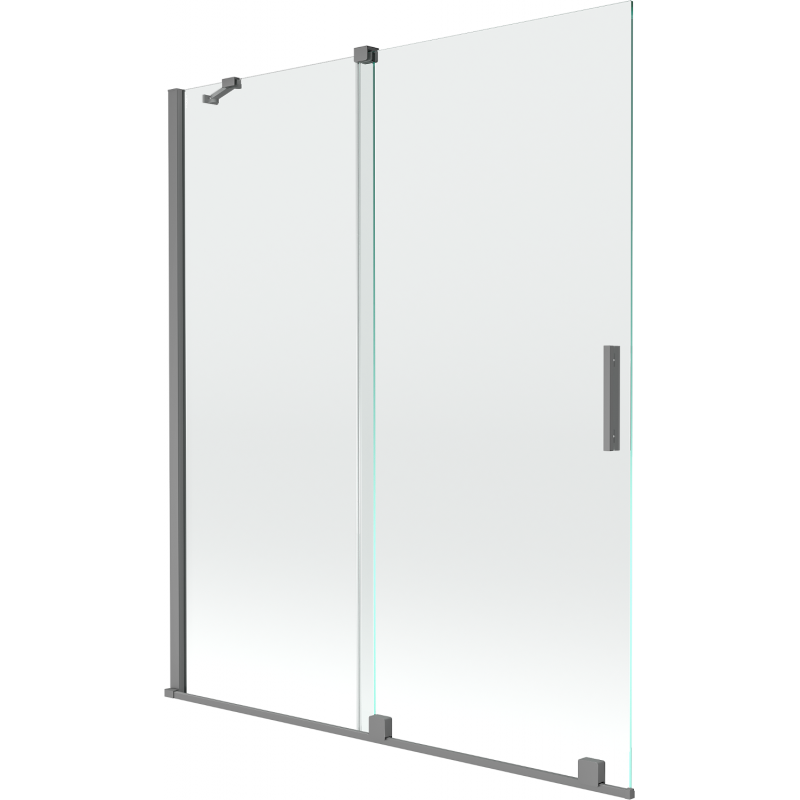 Mexen Velar vonios ekrano dviejų dalių slankiojančios durys 140 x 150 cm, permatomas, gun metalas - 896-140-000-01-95
