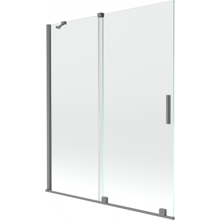 Mexen Velar vonios ekranas, 2 dalių, stumdomas 140 x 150 cm, skaidrus, šautinis metalas - 896-140-000-01-95