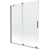 Mexen Velar vonios ekrano dviejų dalių slankiojančios durys 140 x 150 cm, permatomas, gun metalas - 896-140-000-01-95