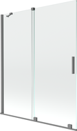 Mexen Velar vonios ekrano dviejų dalių slankiojančios durys 140 x 150 cm, permatomas, gun metalas - 896-140-000-01-95