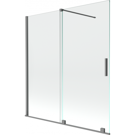 Mexen Velar dviejų durų slankusis dušo ekranas 150 x 150 cm, permatomas, tamsus metalas - 896-150-000-01-95