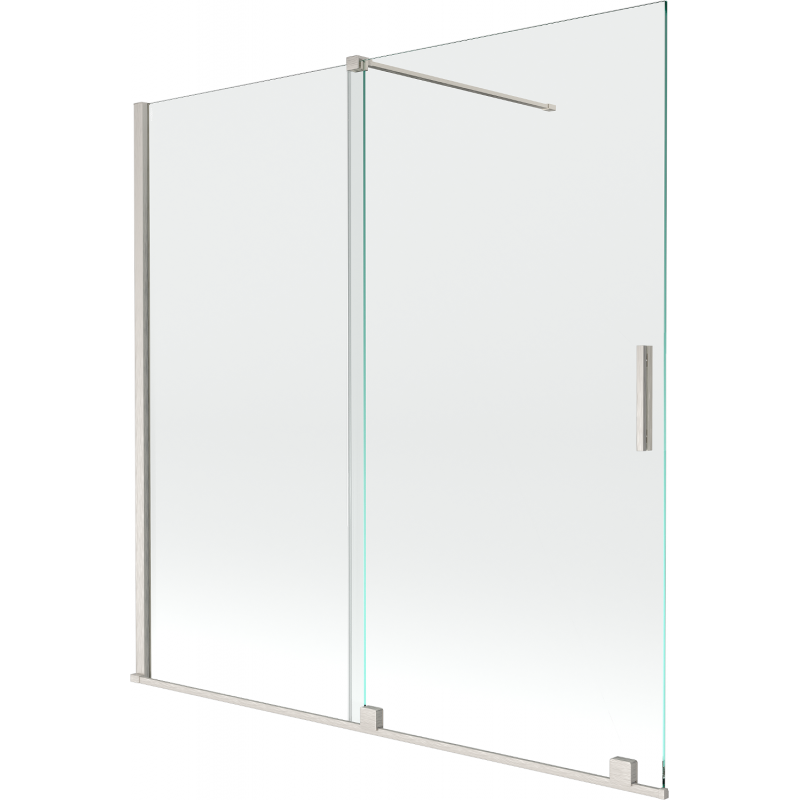 Mexen Velar dviejų dalių stumdomas dušo ekranas 160 x 150 cm, skaidrus, šlifuotas nikelis - 896-160-000-01-97