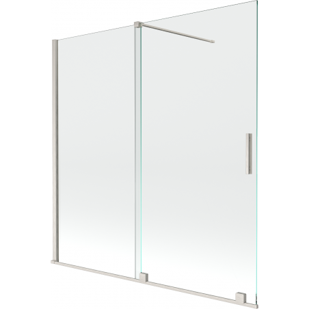 Mexen Velar dviejų dalių stumdomas dušo ekranas 160 x 150 cm, skaidrus, šlifuotas nikelis - 896-160-000-01-97