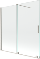 Mexen Velar dviejų dalių stumdomas dušo ekranas 160 x 150 cm, skaidrus, šlifuotas nikelis - 896-160-000-01-97