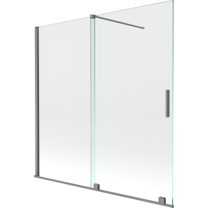 Mexen Velar vonios pertvara 2-jų durų stumdomos 160 x 150 cm, skaidri, gun metal - 896-160-000-01-95