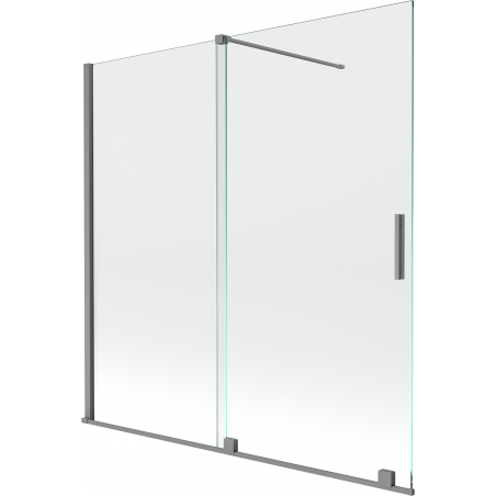 Mexen Velar vonios pertvara 2-jų durų stumdomos 160 x 150 cm, skaidri, gun metal - 896-160-000-01-95