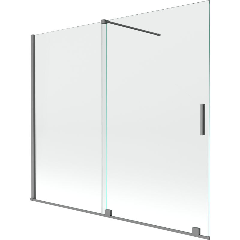 Mexen Velar vonios ekranas 2-dalių stumdomas 180 x 150 cm, skaidrus, ginklų metalo spalvos - 896-180-000-01-95