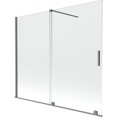 Mexen Velar vonios ekranas 2-dalių stumdomas 180 x 150 cm, skaidrus, ginklų metalo spalvos - 896-180-000-01-95