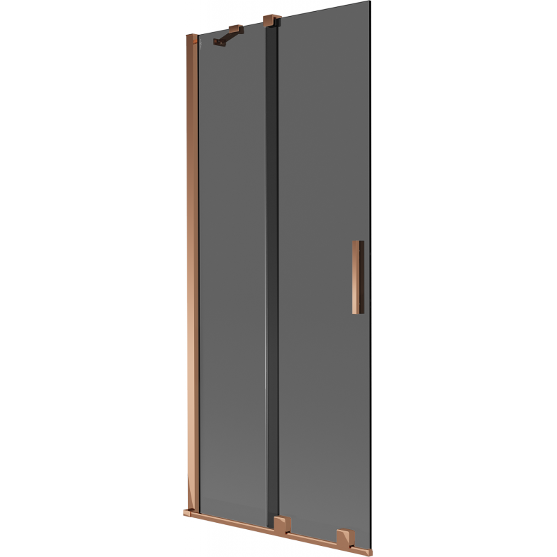 Mexen Velar dviejų dalių slankioji vonios pertvara 80 x 150 cm, grafitas, rožinis auksas - 896-080-000-41-60
