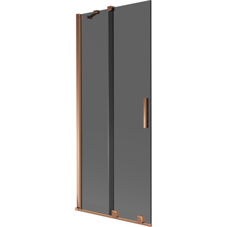 Mexen Velar dviejų dalių slankioji vonios pertvara 80 x 150 cm, grafitas, rožinis auksas - 896-080-000-41-60