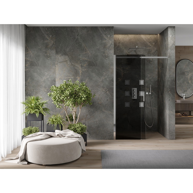 Mexen Omega stiklinės dušo durys stumdomos 140 cm, grafitas, chromas - 825-140-000-01-40