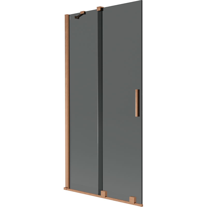 Mexen Velar dviejų dalių slankioji dušo pertvara, 95 x 150 cm, grafitas, šlifuotas varis - 896-095-000-41-65