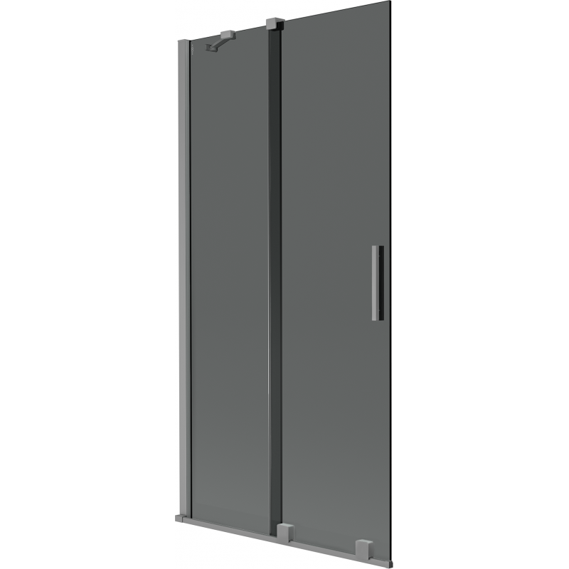 Mexen Velar vonios pertvara, 2-sulankstoma, stumdoma, 95 x 150 cm, grafitas, gun metal - 896-095-000-41-95