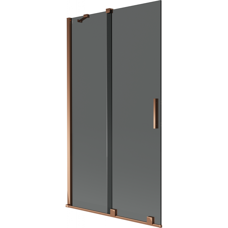Mexen Velar vonios kambario dušo sienelė 2-dalių stumdomas 100 x 150 cm, grafitas, rožinis auksas - 896-100-000-41-60