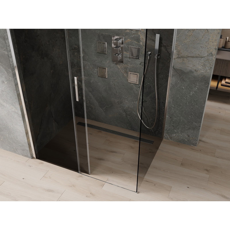 Mexen Omega stumetro plotis, 100 x 80 cm dušo kabina, grafito spalvos, chromuota - 825-100-080-01-40